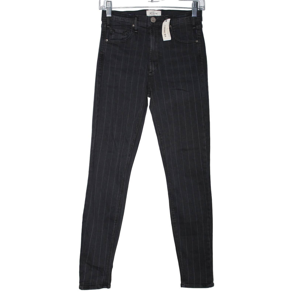 Women's McGuire Denim Newton Skinny Jean Bailey Wash Black Pinstripe Size 26 NWT